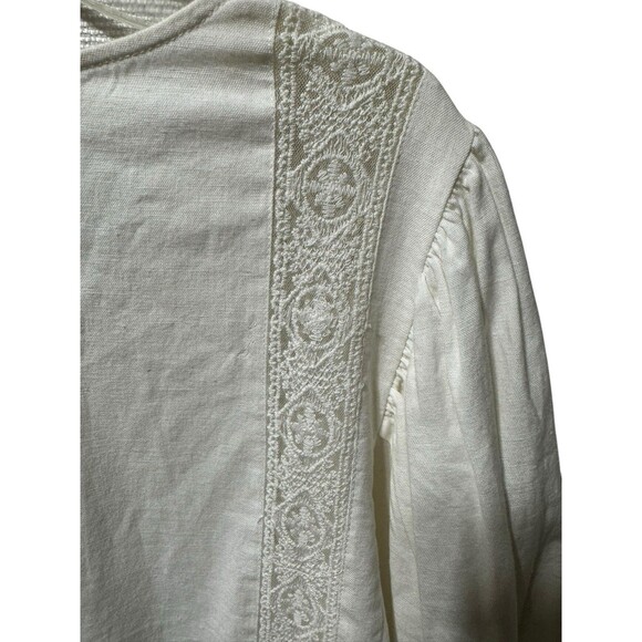 Zara BOHO Top Size S Off White Lace Inserts - Picture 8 of 10